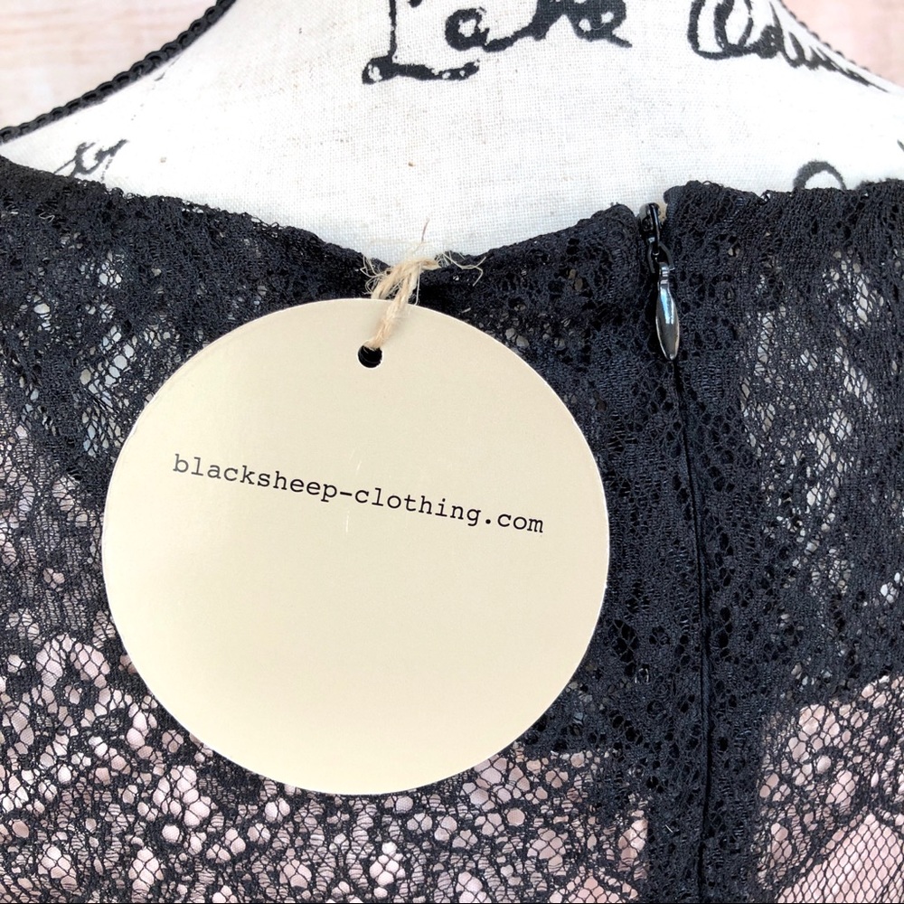 Black Lace Cream Lining High Waist Babydoll Dress - Picture 8 of 10